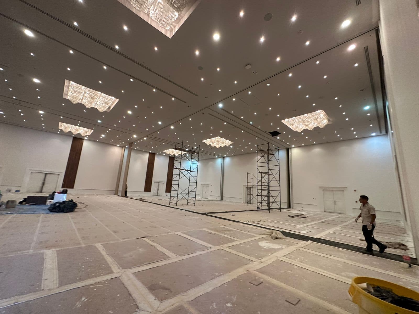 Salones Prado — interior completion photograph showing finished millwork and paneling
